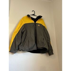Gerry Yellow Gray Medium M Nylon Fleece Reversible Zip Up Jacket Coat